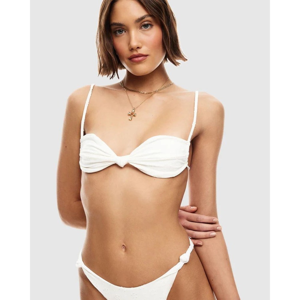 Lioness Swim Naomi Knot Top Porcelain White Eyelet Bikini XXS SW179-6-2406‎